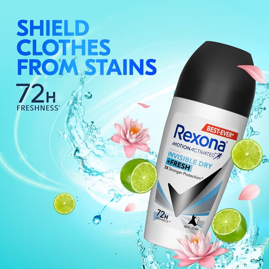 Rexona – Motion Activated Invisible Dry 72h 3x Stronger Protection Roll On For Women – 45ml