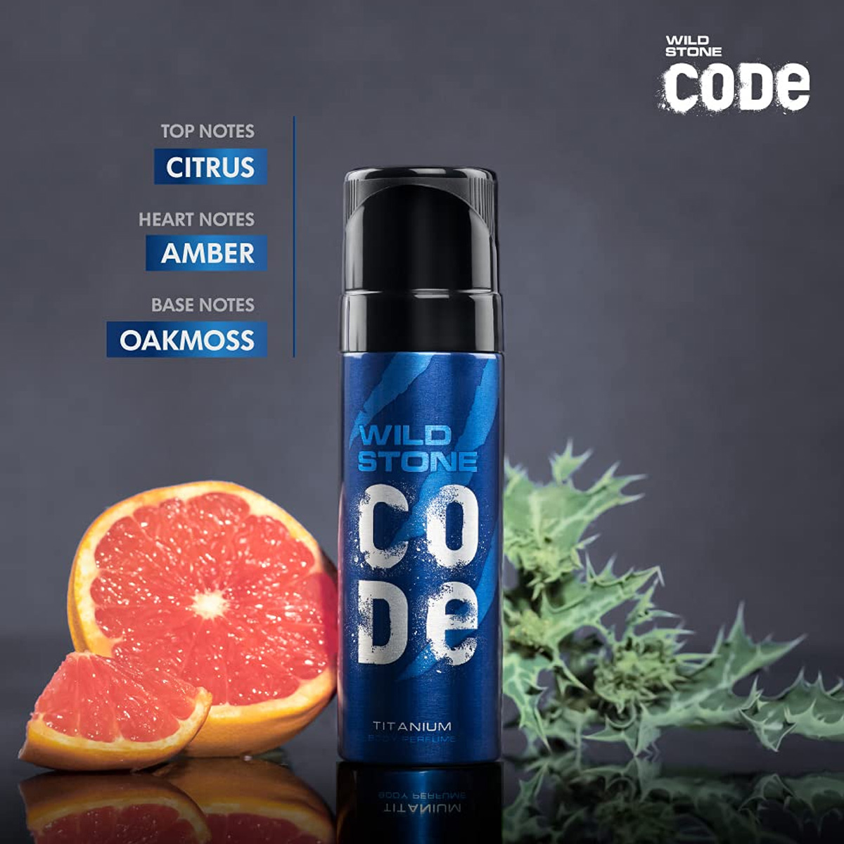 Wild Stone – Code Titanium No Gas Body Perfume For Men, Long Lasting Intense Fragrance – 120ml