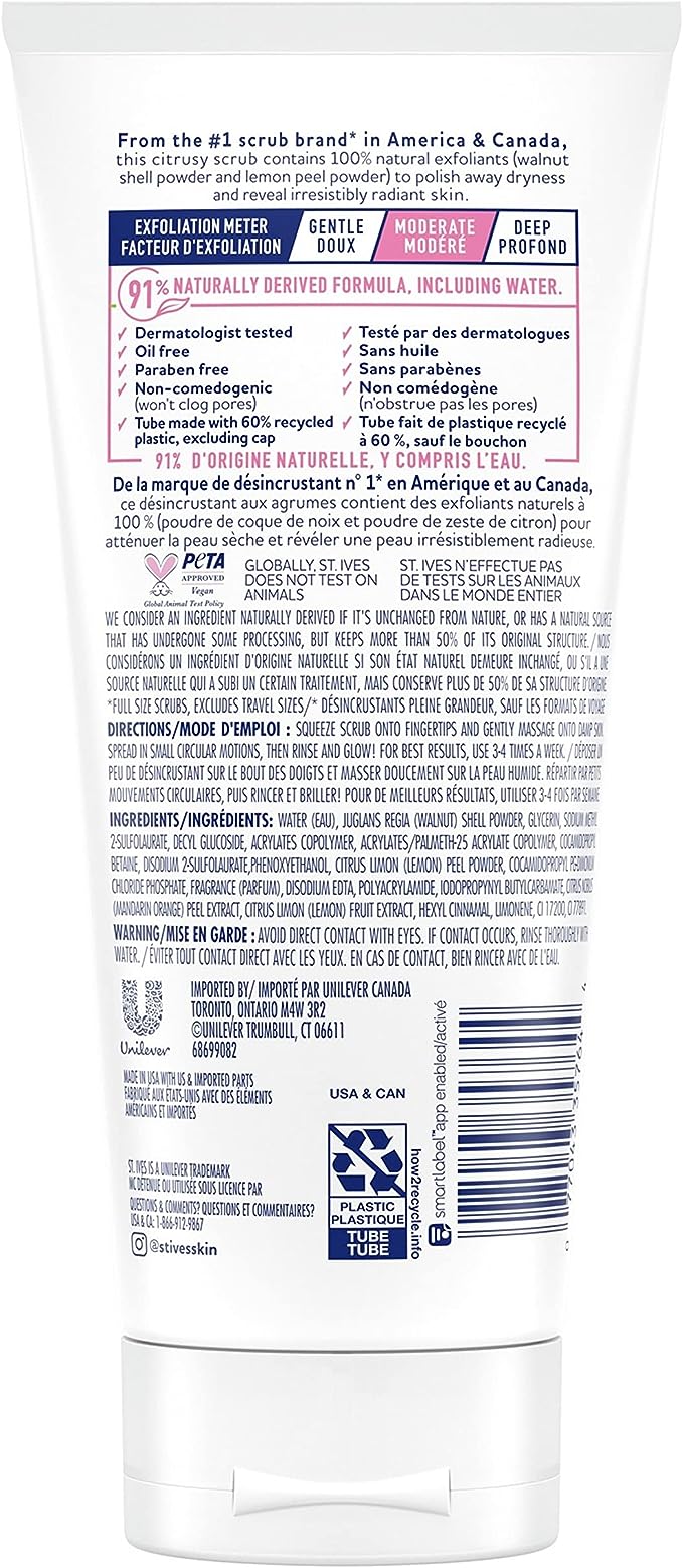 St. Ives Radiant Skin Pink Lemon & Mandarin Orange Scrub – 170ml