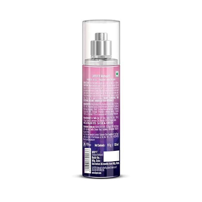 Layer'r Wottagirl Amber Kiss Body Splash For Women Long Lasting - 135ml - Image 2