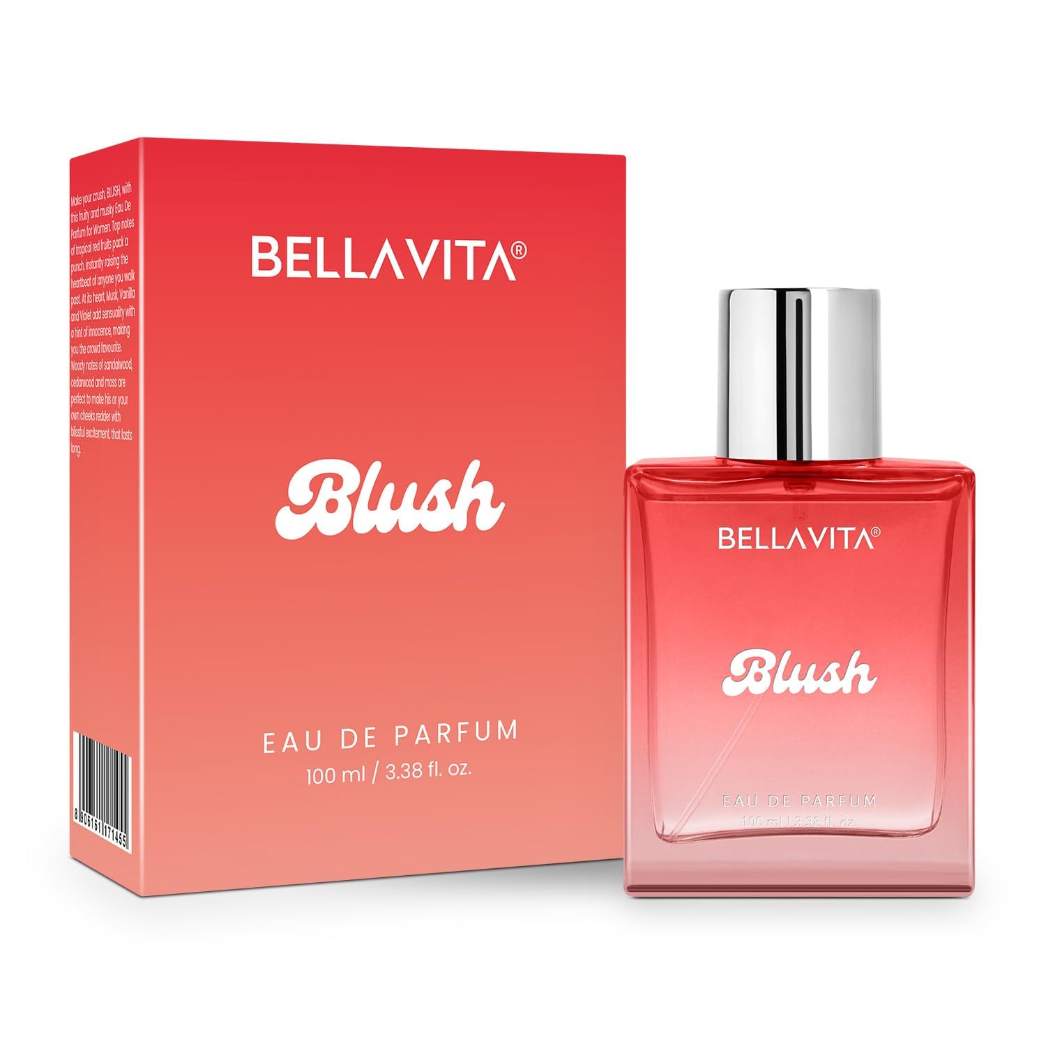 BELLAVITA Blush EDP 100ml | Long Lasting Perfume for Woman | Red Fruits, Moss, Vanilla and Sandalwood | Musky, Fruity and Woody Fragrance Perfume for Women