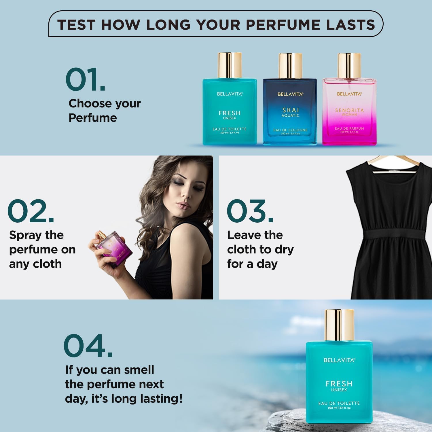 Bella Vita Luxury Fresh Unisex Long Lasting Perfume for Man and Woman | EDT | Bergamot, Lavender, Ylang Ylang | Citrus, Floral Premium Fragrance for Men and Women