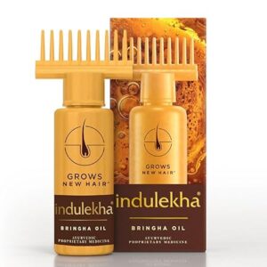 Indulekha Bringha Ayurvedic Hair Oil | Hair Fall Control and Hair Growth with Bringharaj & Coconut Oil - Comb Applicator Bottle for Men & Women - 50 ml
