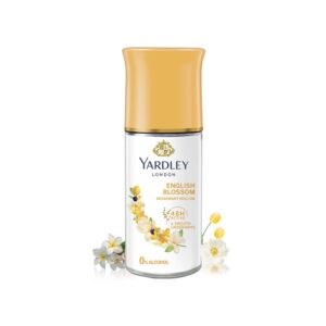 Yardley London English Blossom | Underarm Deodorant Roll On| With Licorirce Extract & Floral Extracts | Smooth & Eventoned Underarms | 48H Long Lasting Floral Scent| 0% Alcohol & Dermat Approved | For Women | 50ml