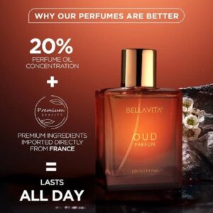 Bella Vita Luxury Oud | Long Lasting Unisex EDP 100ml | with Caramel, Vanilla, Cedarwood, Sandalwood and Musk | Premium Fragrance Perfume for Unisex | Great for Everyday Use