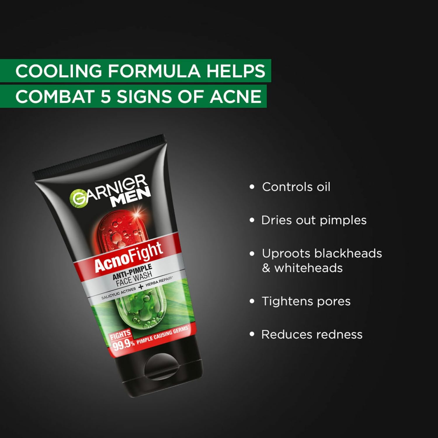 Garnier Men, Anti-Pimple Face Wash, Repairs Skin & Balances Oils, AcnoFight - Image 2